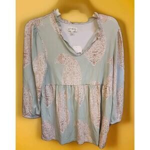 Wonderly Multicolored 3/4 Length Sleeves Top Small Blouse NWT A28 New Excellent